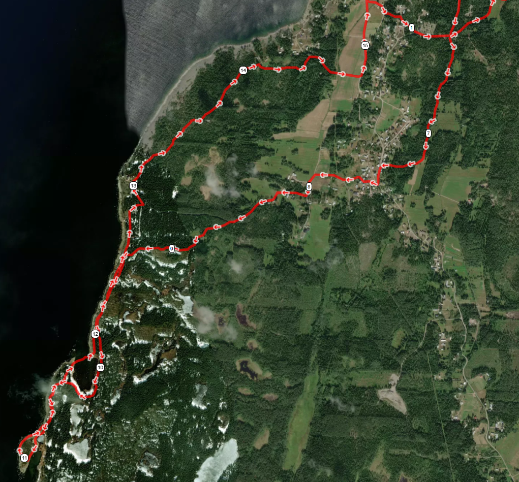 Karta 16 km södra delen